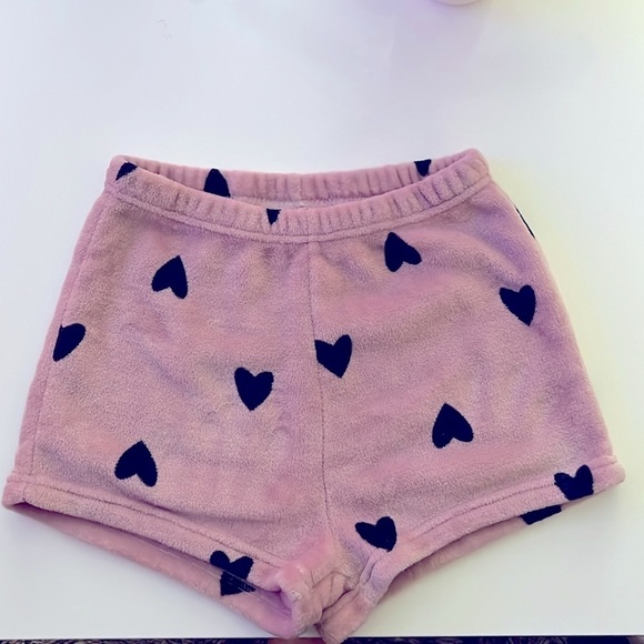 Adorable Fuzzy Super Soft Pink Hearts Sleep Shorts! 😴💕 - Picture 1 of 5